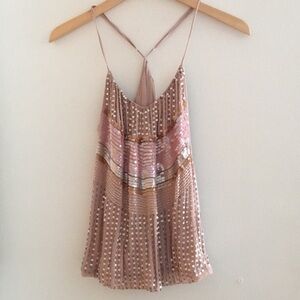 Calypso St. Barth Sequin Camisole in Pink and Gold